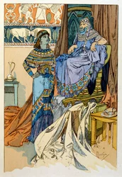 Ilustracja Alfonsa Muchy z „Rama”, wiersza w trzech aktach Paula Veroli. ok. 1898 r. Muchy (1860 1939). był czeskim malarzem secesyjnym