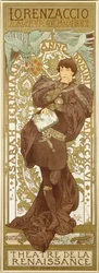 Lorenzaccio, przedstawiający stojącą postać Sarah Bernhardt w roli, 1896