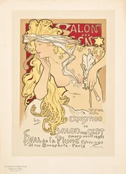 Reprodukcja plakatu reklamującego wystawę Salon des Cent w Hall de la Plume, 1896
