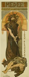 Sarah Bernhardt jako Medee w Teatrze Renesansowym. 1898 (litografia)