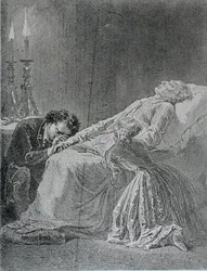 Śmierć Jana Valjeana, ilustracja z Les Miserables autorstwa Victora Hugo (1802-1885)
