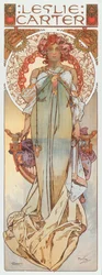 Ilustracja reklamowa Alphonse Mucha przedstawiająca aktorkę teatralną Leslie Carter w jej nowej sztuce „Kassa” - 1908 Wymiary 78x209 cm Kolekcja prywatna