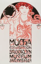 Plakat reklamowy „Mucha Exhibition, Brooklyn Museum”, 1921, wystawa Muchy w Brooklyn Museum w Nowym Jorku