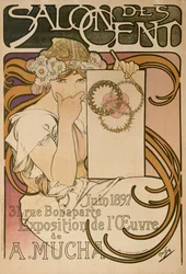 Plakat do wystawy Alphonse Muchas w Salon des Cent, Paryż, Francja, 1897