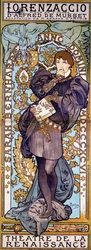 Plakat do „Lorenzaccia” Alfreda de Musseta z Sarah Bernhardt, Paryż, 1896