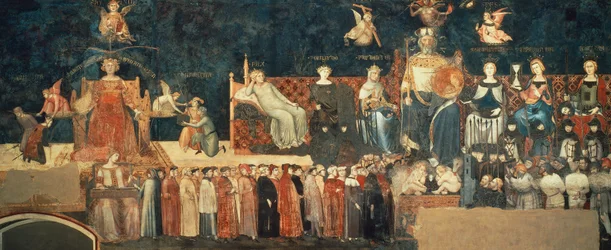 Alegoria dobrych rządów, detal z Alegorii i skutków dobrych i złych rządów w mieście i na wsi