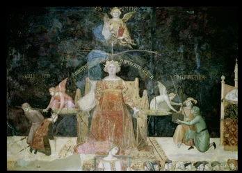 Alegoria dobrych rządów, detal Sprawiedliwości inspirowanej Mądrością, 1338-40