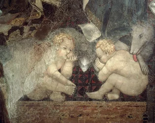 Alegoria dobrego rządu, detal z Romulusem i Remusem, 1338-40