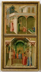 Dwie legendy o świętym Mikołaju z Myry: Święty dostarcza ... (tempera na drewnie)
