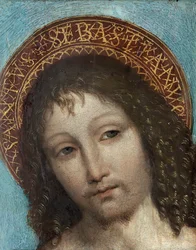 Święty Sebastian - Obraz Ambrogio Stefani da Fossano, dit il Bergognone lub Borgognone (Le Bouguignon) (1453-1523), olej na drewnie (23x18 cm) - Święty Sebastian, Olej na drewnie Ambrogio Bergognone, koniec XV-początek XVI wieku - Prywatna kolekcja