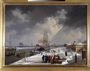 Le port de Rochefort autorstwa Louisa Garneraya, sd. ok. 1820, Olej na płótnie, H. 0,330; L. 0,460. CCIP Dz.