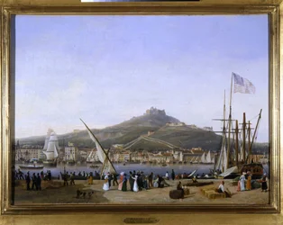 Port w Marsylii – Louis Garneray, sd. ok. 1820, Olej na płótnie, H. 0,330; L. 0,460. CCIP Dz.