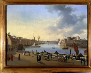 Port Brześć i Zasób Artyleryjski - obraz Louisa Garneraya, ok. 1820, Olej na płótnie, H. 0,330; L. 0,460. CCIP Dz.