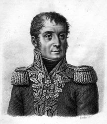 Generał Mouton - Duvernet (Régis Barthélemy, Baron Mouton-Duvernet) francuski generał (1769-1816). w „Portretach francuskich generałów po zwycięstwach i podbojach Francuzów””. Grawerowane przez Ambroise Tardieu w 1818 roku. Kolekcja Stella.