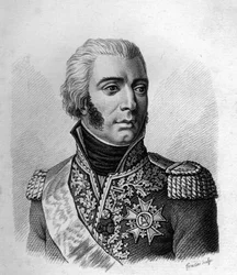 Jean - Baptiste Bessières Książę Istrii Maréchal we Francji (1768 do 1813).- w Portretach generałów francuskich po zwycięstwach i podbojach Francuzów. Grawerowane przez Ambroise Tardieu w 1818 roku. Kolekcja Stella.