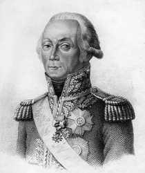 Marszałek Kellermann.François Etienne Christophe Kellermann, książę Valmy marszałek Francji (1735-1820) w „Portretach francuskich generałów po zwycięstwach i bitwach Francuzów”. Grawerowane przez Ambroise Tardieu w 1818 roku. Kolekcja Stella.