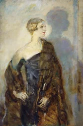 Portret Lady Abdy, długości trzech czwartych, w futrzanej chuście,