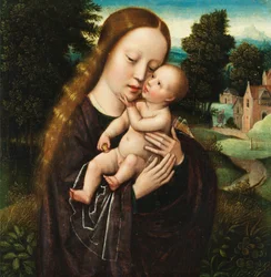 Ambrosius Benson Maryja z Dzieciątkiem na tle krajobrazu