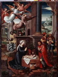 "Nativity" Obraz Ambrosiusa Bensona (1495-1550) XVI-wieczne Muzeum Ermitażu, Sankt Petersburg
