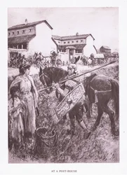 Na poczcie, ilustracja z filmu Żołnierz rzymski, 1928