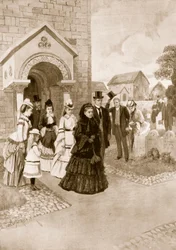 Życie królowej Wiktorii w Osborne: Jej Wysokość w kościele Whippingham, z „The Illustrated London News”, 1901