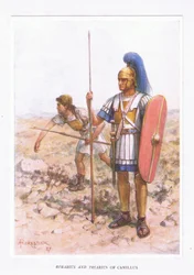 Rorarius i Triarius w Camillus, ilustracja z filmu Żołnierz rzymski, 1928