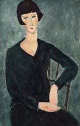 Siedząca kobieta w niebieskiej sukni, 1918-1919