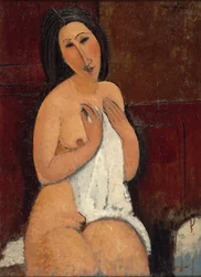 Siedzący nago w koszuli, 1917.