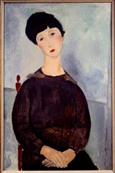 Portret siedzącej brązowej dziewczyny Obraz Amedeo Modigliani