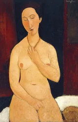 Siedzący akt z naszyjnikiem, 1917