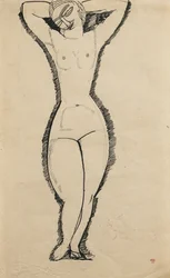Stojący nago z podniesionymi rękami, 1911