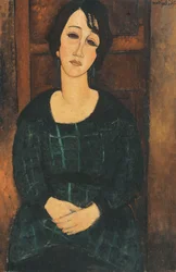 Kobieta w sukience w kratę, 1916