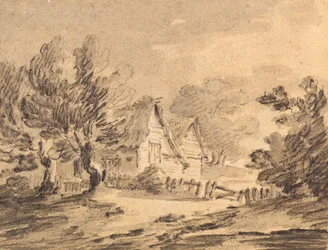 Domek w krajobrazie, ok.1805 (kreda, węgiel i pranie)