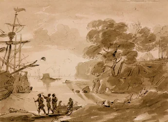 Bez tytułu [scena na wybrzeżu], ok. 1803 (pióro i pranie)