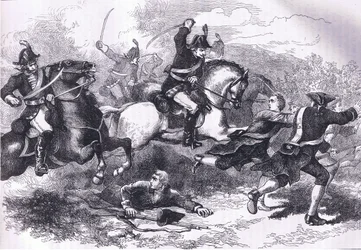 Pogrom lojalnych rekrutów, ilustracja z Cassells History of the United States wydanej przez Cassell, Petter & Galpin, ok. 1900 (litografia)