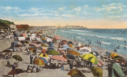 Kalifornia: "Plaża filmowa", Crystal Pier, Santa Monica, Kalifornia (zdjęcie kolorowe)