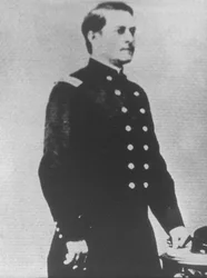 Major Marcus A. Reno z 7. Pułku Kawalerii USA (zdjęcie czarno-białe)