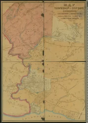 Mapa Township of Oxford, Boroughs of Frankford & Bridesburg z częściami Bristol, N. Liberties i Cheltenham Townships, 1849