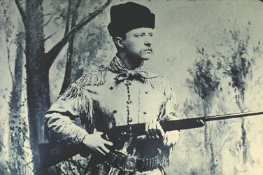 Theodore Roosevelt w stroju myśliwskim, ok. 1885