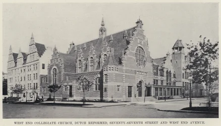 West End Collegiate Church, Dutch Reformed, Seventy-Seventh Street i West End Avenue (zdjęcie czarno-białe)