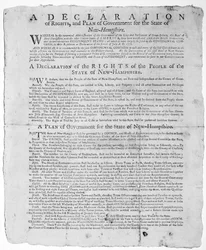 Deklaracja praw i plan rządu dla stanu New Hampshire, 1779 (druk)