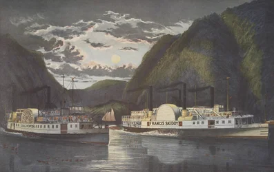 Noc na rzece Hudson — w świetle dziennym, wyd. 1864, Currier i Ives