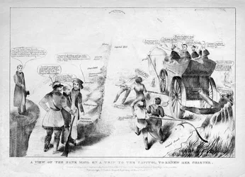 Widok poczty bankowej na wycieczce do Kapitolu w celu odnowienia jej praw, 1834