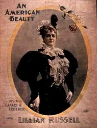 Reklama filmu „An American Beauty” z udziałem Lillian Russell i reżyserii Canary i Lederer (kolor lito)