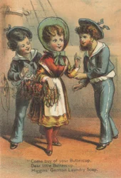 Reklama niemieckiego mydła do prania Higgins, ok.1880
