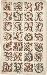 Alfabet, malowidło frakturowe, ok. 1825-50