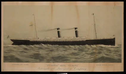 American Line St Louis and St Paul Red Star Line International Navigation Company (chromolitografia)