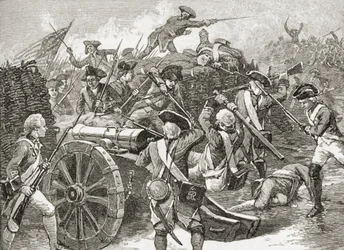 Zdobycie reduty w Yorktown, 1781, z „Krótkiej historii Stanów Zjednoczonych”, opublikowanej przez AS Barnes und Co. w 1885