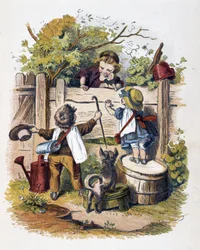 Zjazd dzieci w "Schnik, schnak, fraszki dla maluchów", gry dla dzieci. wyd. London- Georges Ronthedge and sons. New York, The broad way Ludgate n.d. c. 1890.