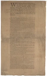Konstytucja, pierwszy druk, wydrukowana przez Dunlap & Claypoole, 17-19 września 1787 (patrz GLC 695934 na stronie 2)